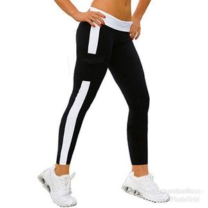 Colorblock Athletic Leggings with Pocket